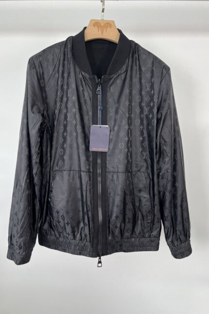 Louis Vuitton Reversible Monogram Leather Nylon Combo Men's Jacket Black