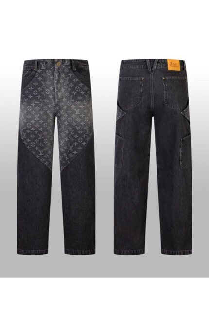 Louis Vuitton Monogram Flower Denim Men's Jeans Black