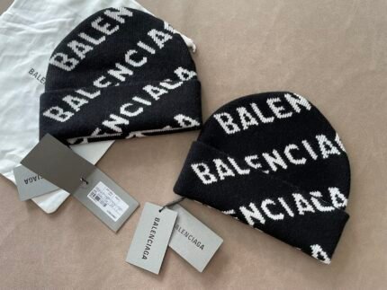 Balenciaga Allover Logo Unisex Beanie Black