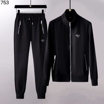 Prada Logo Plaque Men's Tracksuit Black