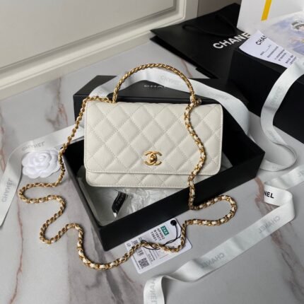 Chanel Trendy Wallet On Chain (WOC) White Lambskin Women's Bag