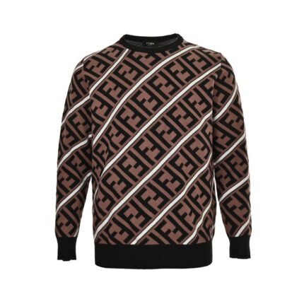 Fendi Logo Men's Pullover in Brown Cotton