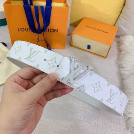 Louis Vuitton Monogram Logo Unisex Belt White