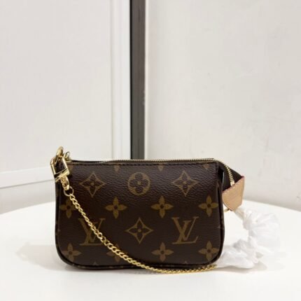 Louis Vuitton LV Mini Pochette With Chain Brown Women's Bag