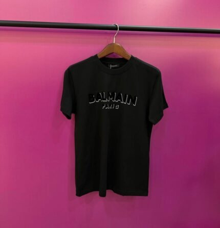 Balmain Metallic flocked Balmain Unisex T-Shirt Black