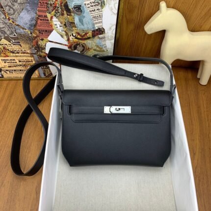 Hermes Kelly Depeches 25 Pouch Bag Women's Bag Black