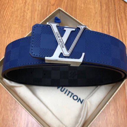 Louis Vuitton Men's Belt Blue With Silver Buckle
