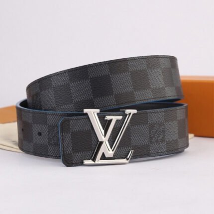 Louis Vuitton Men's Belt Black With Silver Buckle